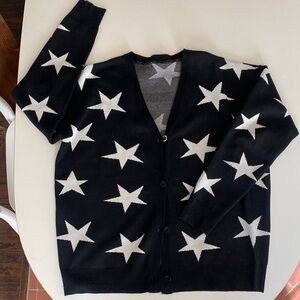 Black Cardigan with White Star Pattern